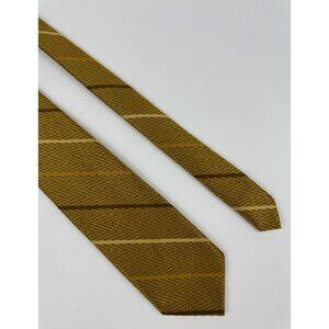 C*ck O The Walk By Damon Vtg Gold Brown Striped Necktie ACWA Union Made in USA